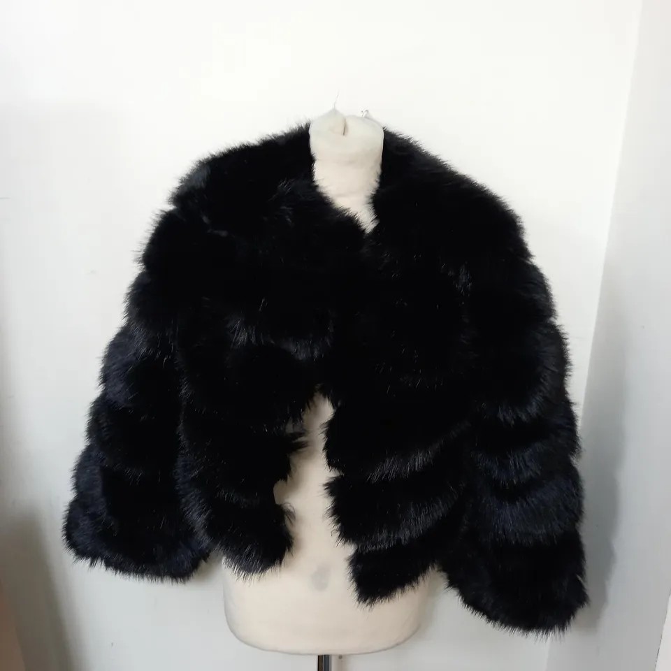 H&L FASHION BLACK MEDIUM FUR COAT