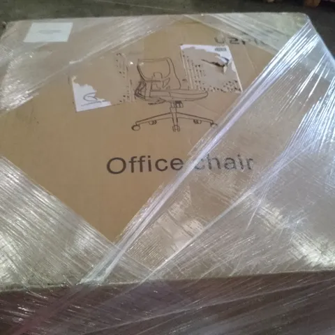 PALLET OF ASSORTED ITEMS INCLUDING OFFICE CHAIR, PAPER CUTTER, WORK DESK, ERGONOMIC CHAIR