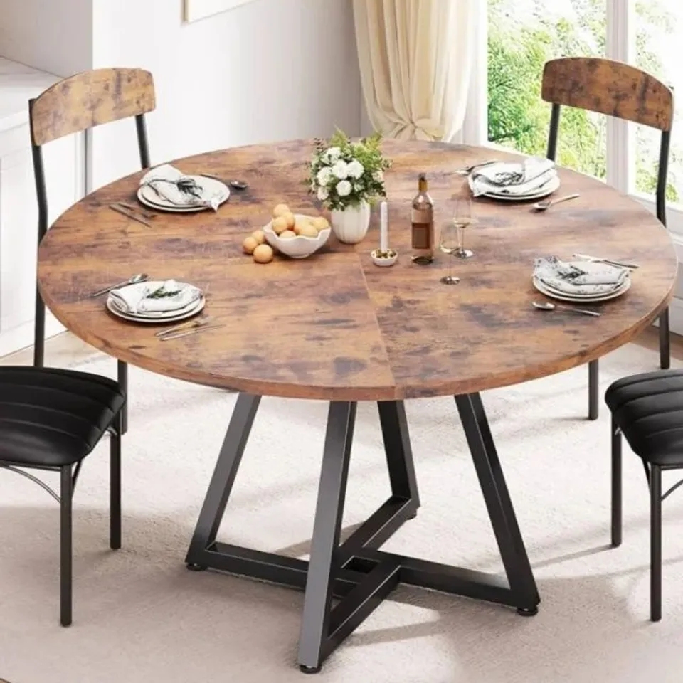 JOCOEVOL ROUND DINING TABLE - BLACK AND BROWN