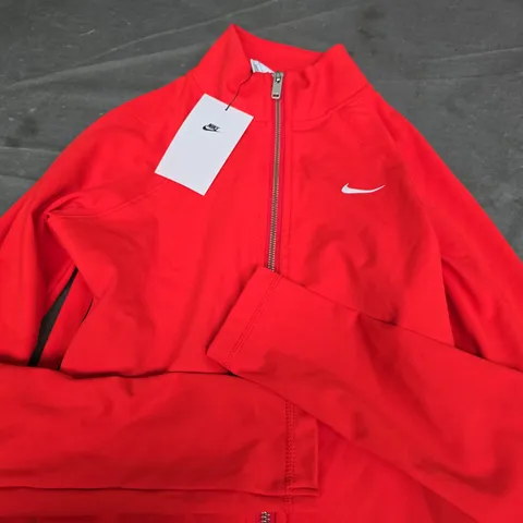 NIKE WOMEN'S RED ZIP-UP JACKET WITH WHITE SWOOSH - S