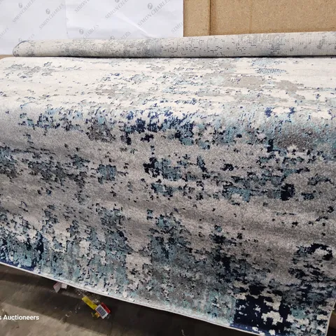 QUALITY WYONA POWER LOOM BLUE/WHITE/CHARCOAL RUG 160 × 220