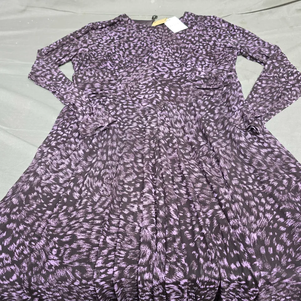 WHISTLES FEATHER LEOPARD MESH DRESS - SIZE 16