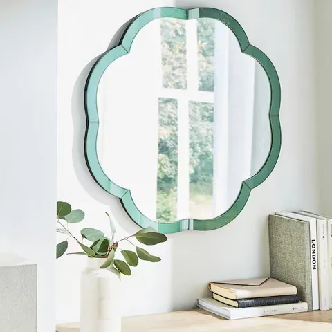 JULIPA COLOURED GLASS WALL MIRROR GREEN RT365