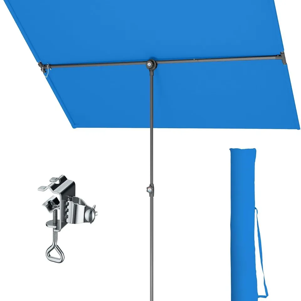 BIXED PHI VILLA 1.8X1.3M 360°TILTING PARASOL WITH COVER & CLAMP - BLUE
