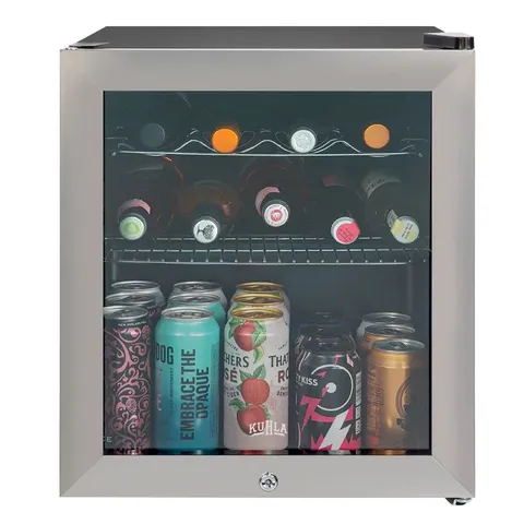 BOXED KUHLA STAINLESS STEEL GLASS DOOR BEER, WINE & DRINKS COOLER WITH LOCK 