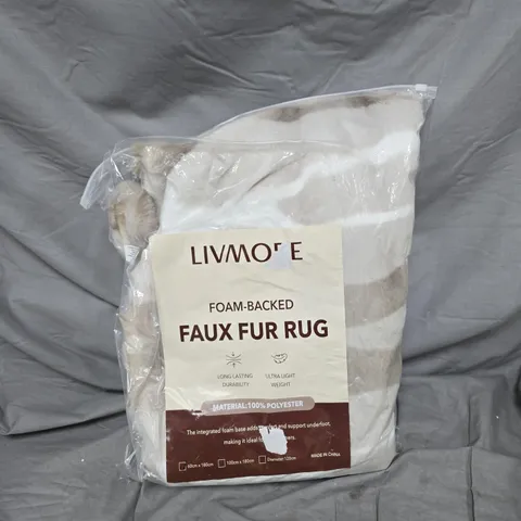 LIVMORE FOAM-BACKED FAUX FUR RUG – CREAM/BEIGE, PACKAGED