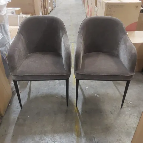 PAIR OF DANETTI CHENILLE FABRIC DINING CHAIRS