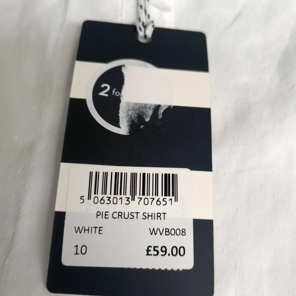 CREW CLOTHING COMPANY PIE CRUST SHIRT – WHITE, UK 10