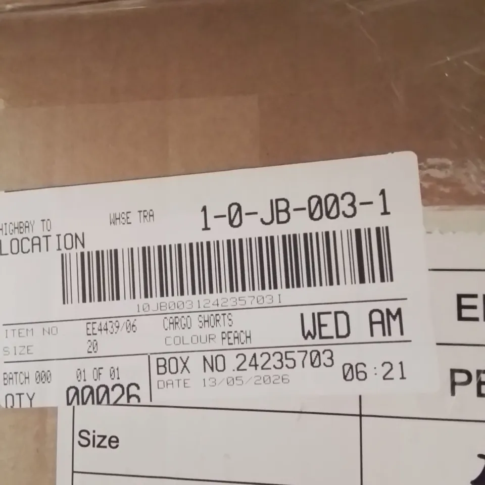 BOXED BRAND NEW APPROXIMATELY 26 JD WILLIAMS PEACH CARGO SHORTS SIZE 20