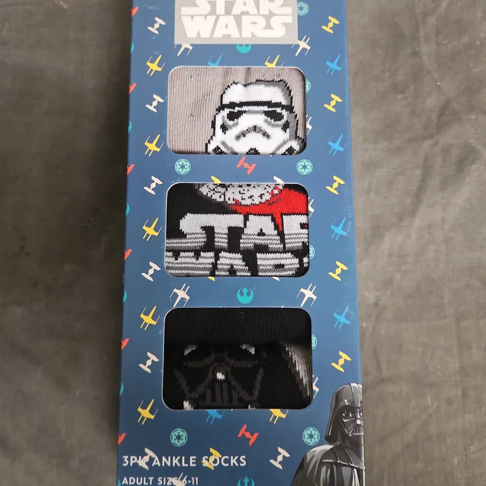 STAR WARS 3-PACK ANKLE SOCKS – ADULT UK SIZE 6-11