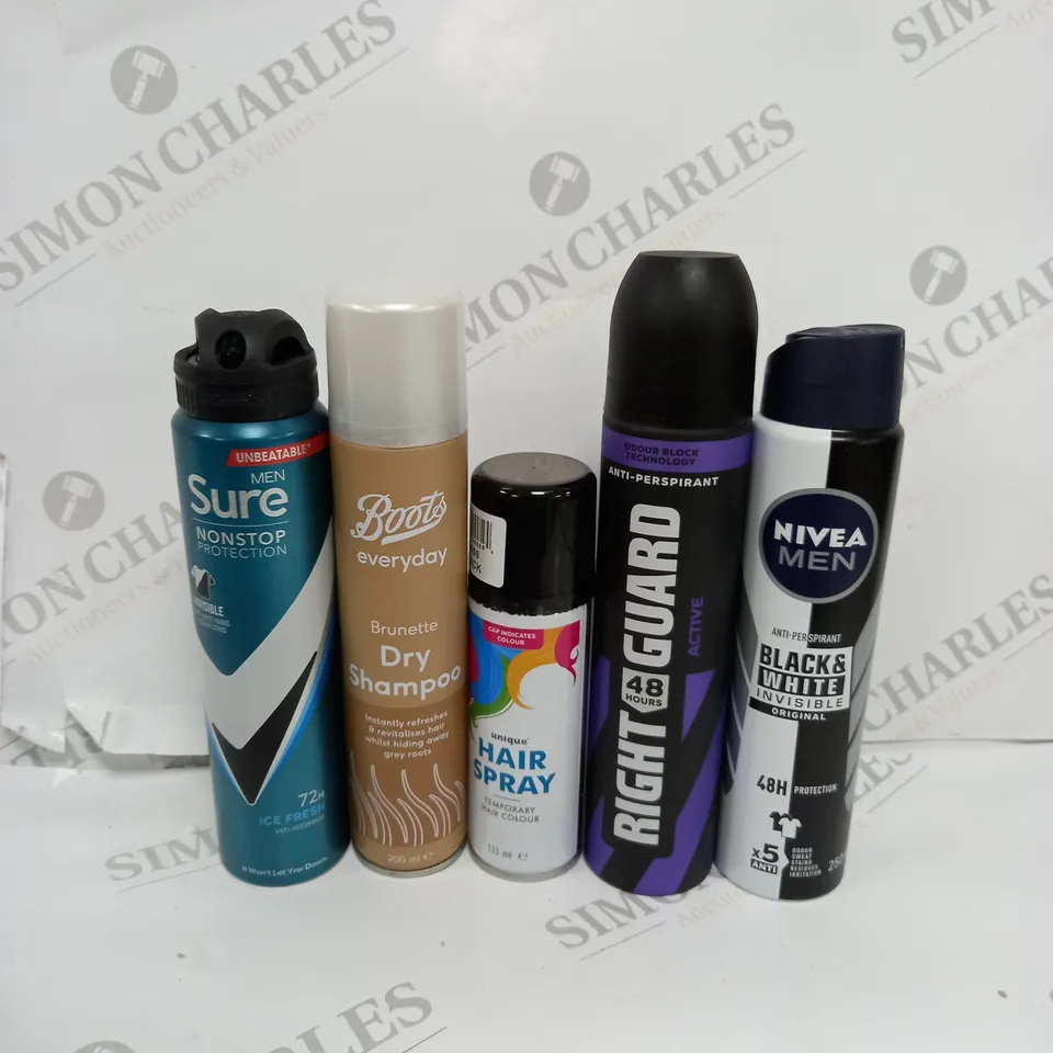 BOX OF APPROX 15 ASSORTED AEROSOLS TO INCLUDE -NIVEA MEN DEODORANT - BOOTS DRY SHAMPOO - SURE ICE FRESH ECT