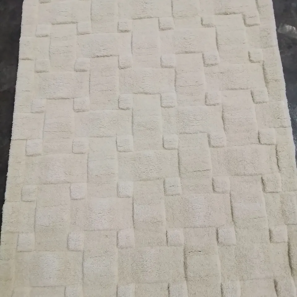ORIGIN RUG BASKET WEAVE DESIGN 80X150CM NEW IVORY COLOUR 