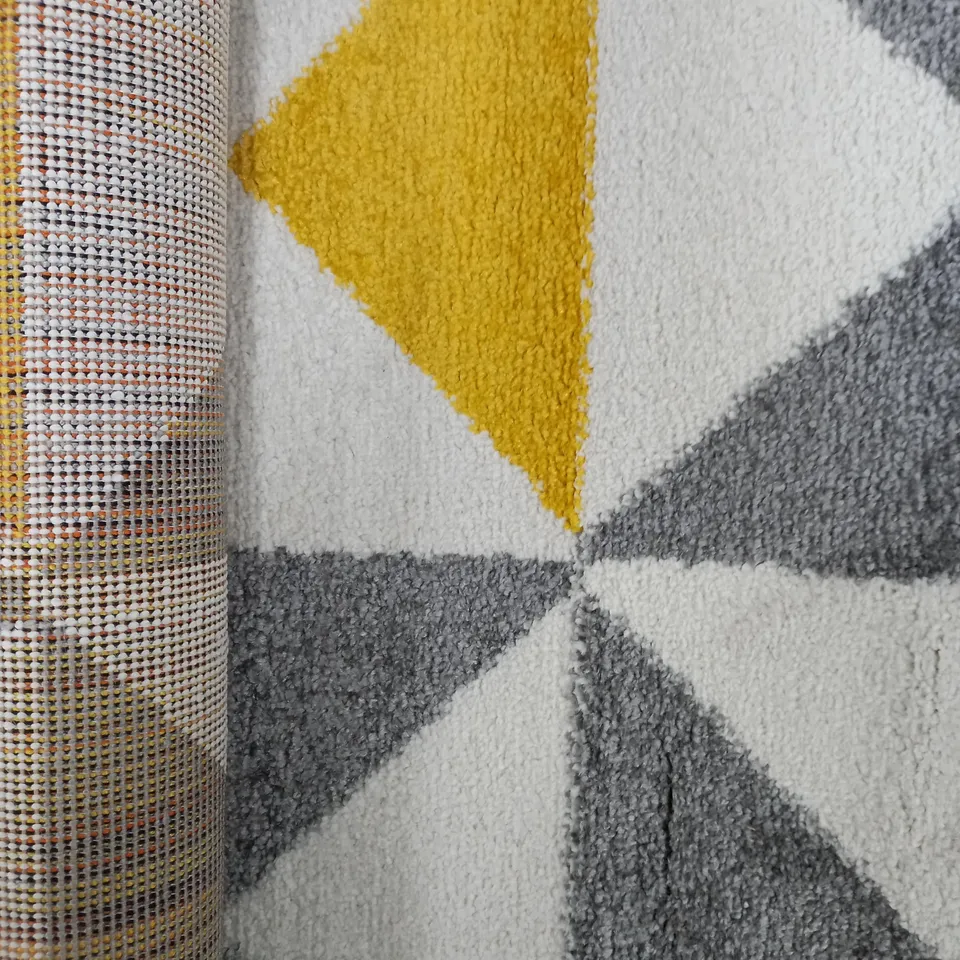 NAZAR FORSA JAUNE YELLOW GREY RUG 60 X 110CM