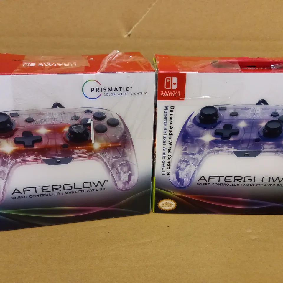 LOT OF 2 NINTENDO SWITCH AFTERGLOW WIRED CONTROLLER 