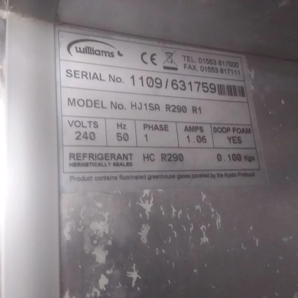 WILLIAM'S HJ1SA R290 R1 SINGLE DOOR COMMERCIAL REFRIGERATOR 