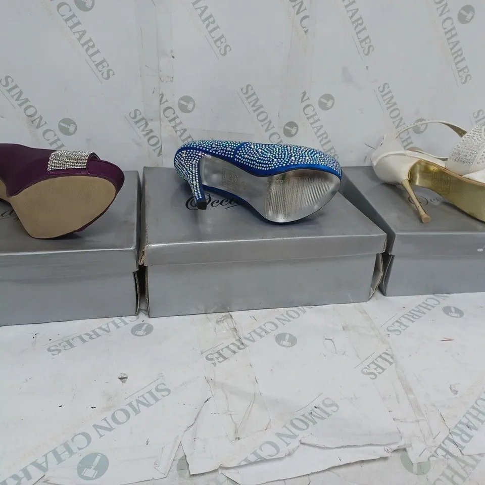 LOT OF 12 PAIRS OF OCCASIONS BY CASANDRA HIGH HEELED SHOES