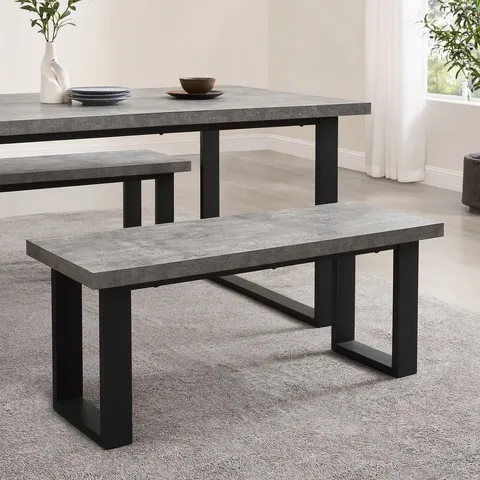 BOXED DUSK HARPER DINING BENCH - STONE/BLACK (1 BOX)