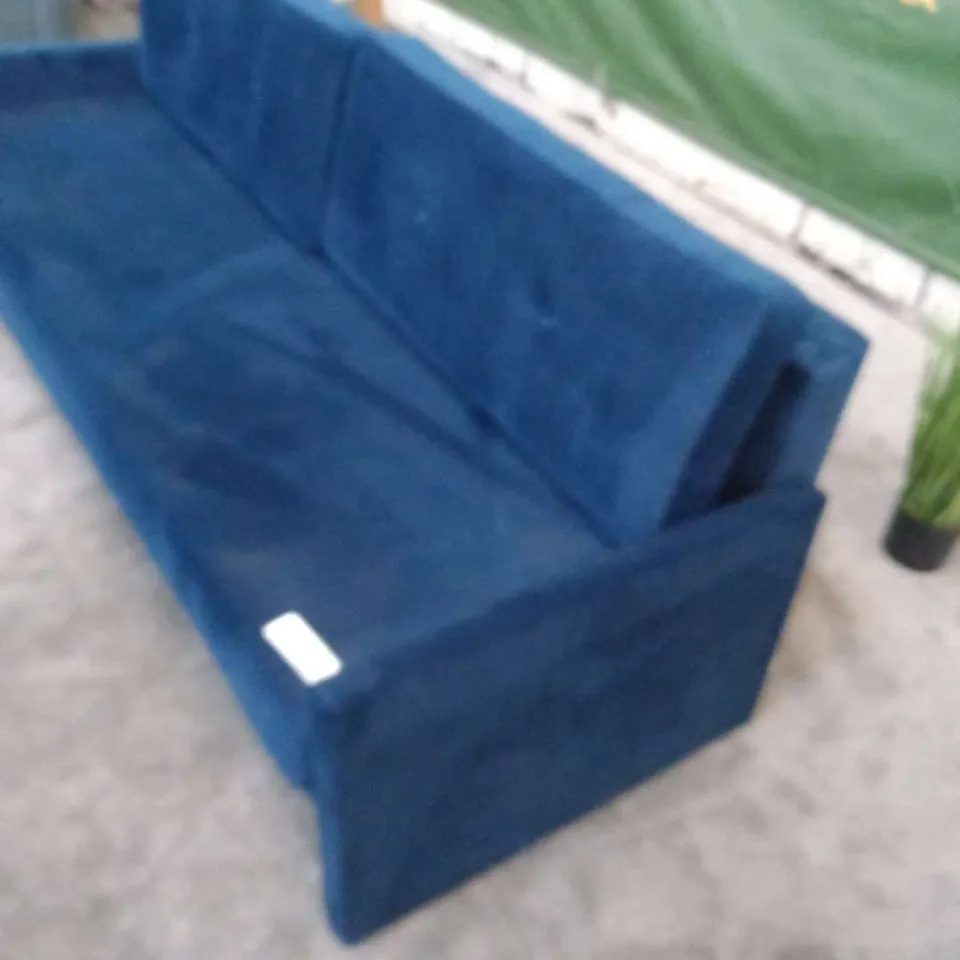 DESIGNER OPTISOFA AMY BLUE VELVET SOFA WITH SLEEPING FUNCTION