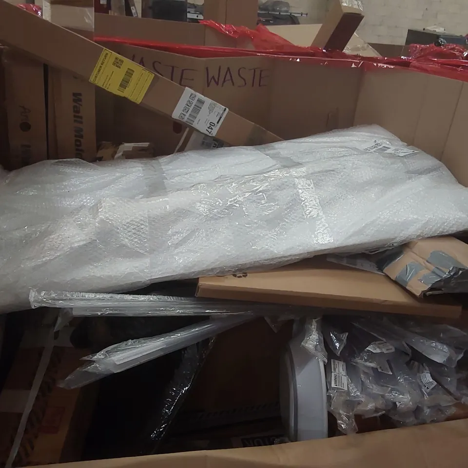 PALLET CONTAINING A LARGE QUANTITY OF ASSORTED ITEMS INCLUDING: TURNTABLE HI-FI SYSTEM WITH SPEAKERS, PLAYSHIFU INTERACTIVE GLOBE TOY,  VEGGIE BOX, HYDROPONIC BUCKETS ECT