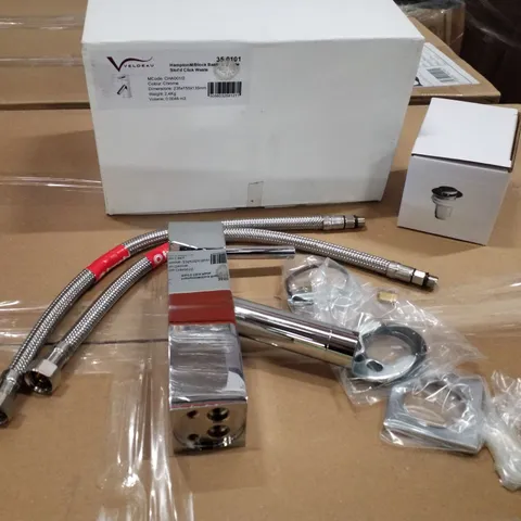 BRAND NEW BOXED VELDEAU HAMPTON M/BLOCK BASIN TAP WITH CLICK WASTE- CHROME - 235X155X135MM