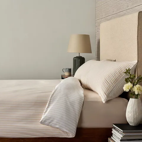 SUPERSOFT BY COZEE HOME REVERSIBLE STRIPE 4 PIECE DUVET SET  IN STONE DOUBLE