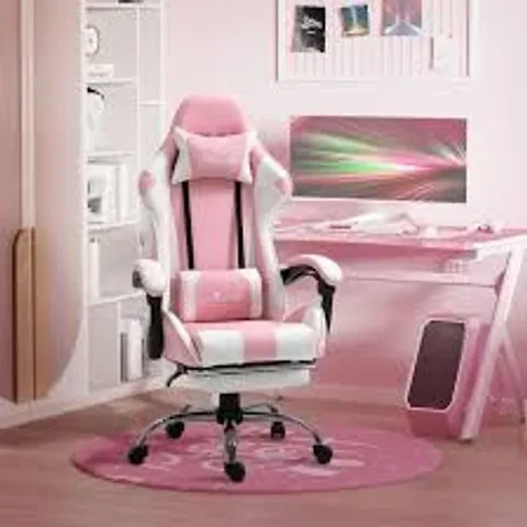 BOXED ARES PC & RACING GAMING CHAIR PINK/WHITE