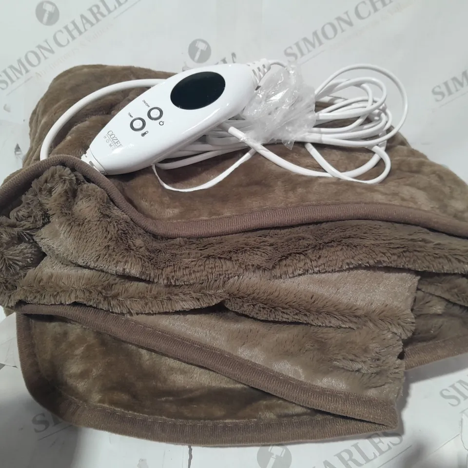 COZEE HOME VELVETSOFT HEATED THROW IN DARK TAUPE
