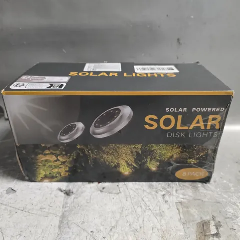 BOXED SOLAR POWERED DISK LIGHTS (8 PACK) - WARM WHITE