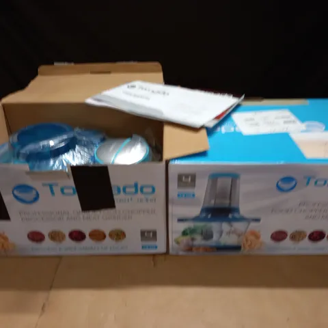 LOT OF 9 BOXED TORNADO PROFESSIONAL GRADE FOOD CHOPPERS, PROCESSORS AND MEAT GRINDERS