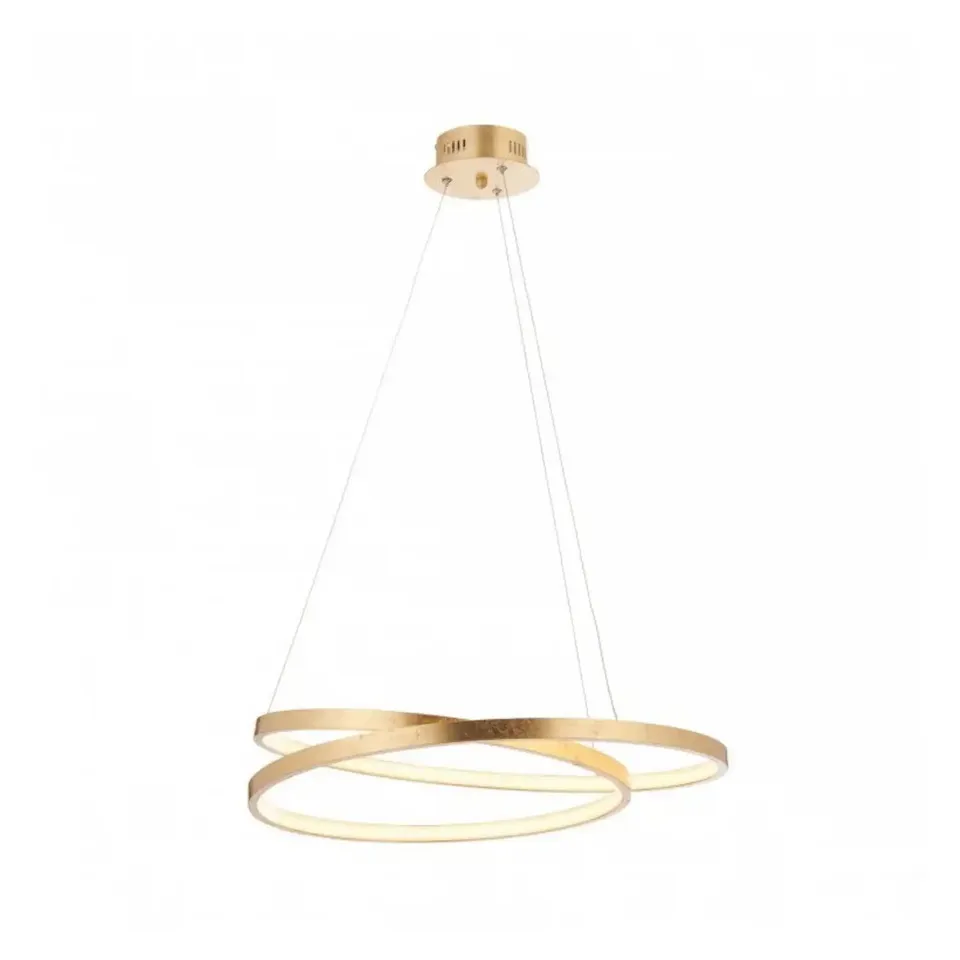 GOLD RING FROSTED ACRYLIC 2 RINGS TWISTED ROUND PENDANT LED CEILING LIGHT