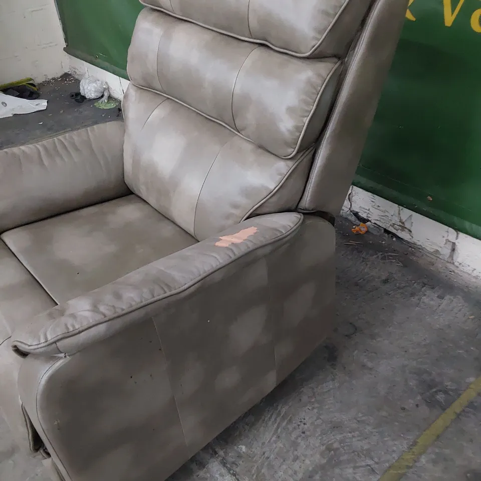 DESIGNER POWER RECLINING EASY CHAIR DAPPLE SILVER LEATHER 