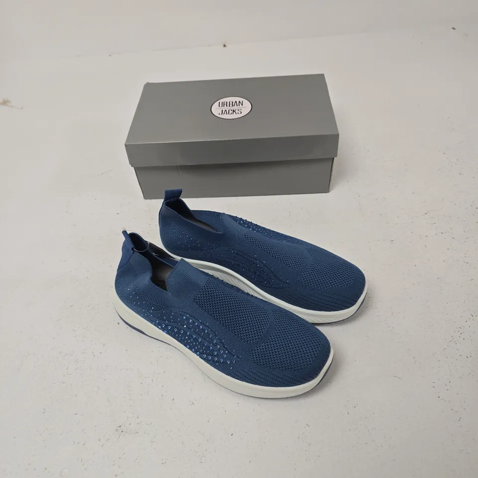 URBAN JACKS NEGRONI DENIM SLIP-ON TRAINERS – UK 7