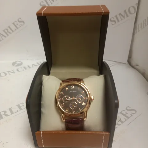 MENS LA BANUS CHRONOGRAPH STYLE WATCH β BROWN DIAL β LEATHER STRAP