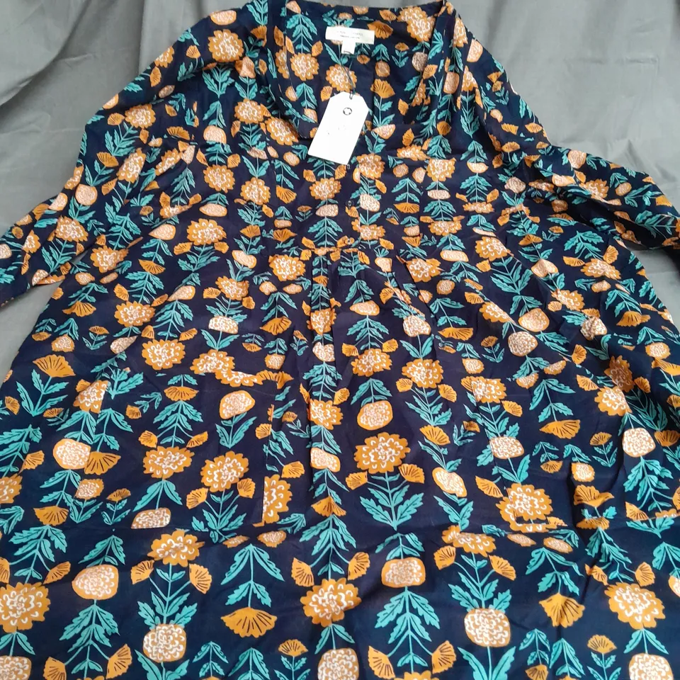 SEASALT CORNWALL AVENTURIER TUNIC IN MARIGOLD WOODBLOCK MARITIME - UK 20