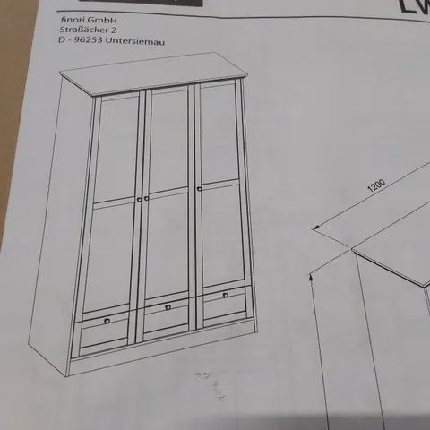 BOXED 3 DOOR WARDROBE - WHITE (2 BOXES)