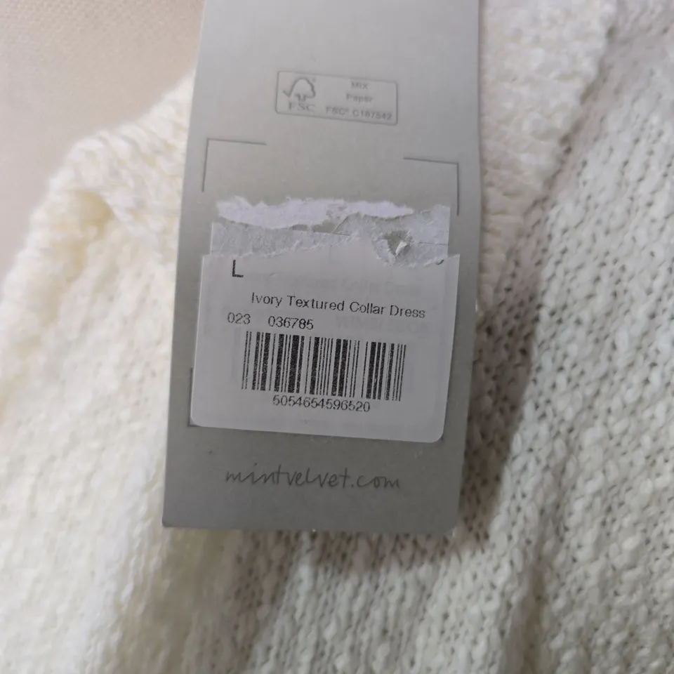 MINT VELVET IVORY TEXTURED COLLAR DRESS – WOMEN'S, SIZE L