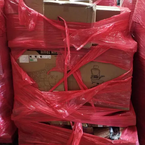 PALLET CONTAINING ASSORTED PRODUCTS INCLUDING OFFICE CHAIR, 6-VOLT RIDE ON STEAM TRAIN & DUAL ZONE AIR FRYERS