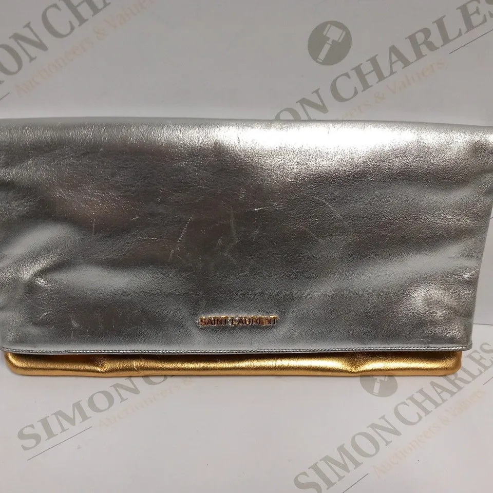 YVES SAINT LAURENT SILVER AND GOLD CLUTCH