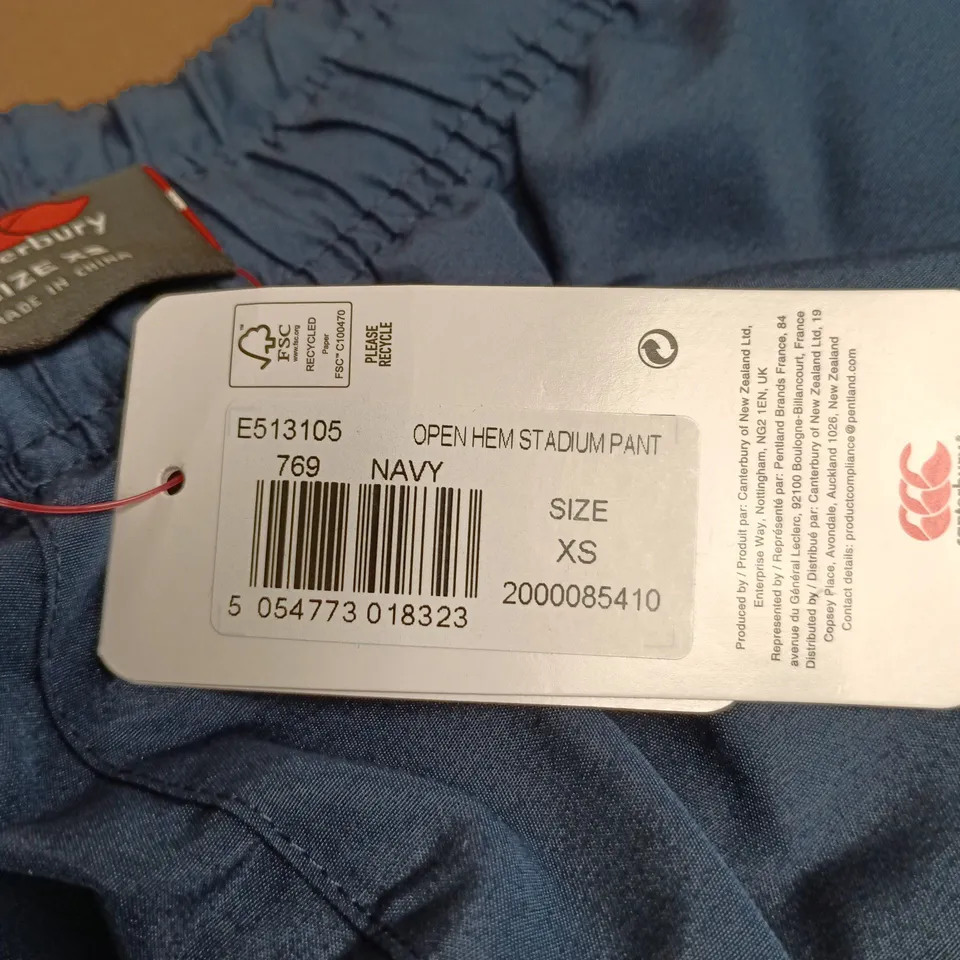 CANTERBURY OPEN HEM STADIUM PANT – NAVY, UK 6 (XS)