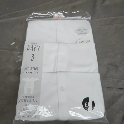 GEORGE BABY SLEEPSUIT – X3 - SIZE 3/6 MONTHS
