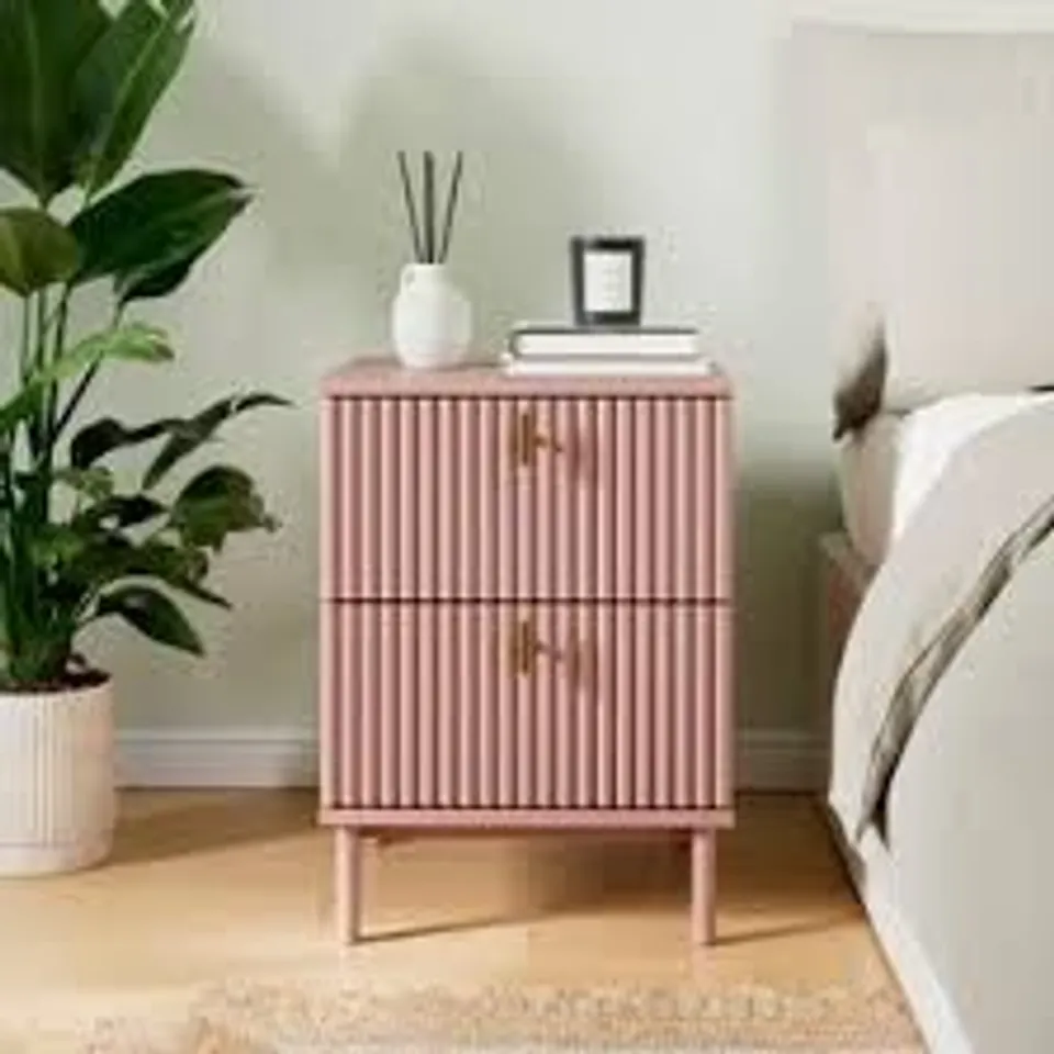 BOXED ELSIE 2 DRAWER BEDSIDE TABLE - BLUSH (1 BOX)