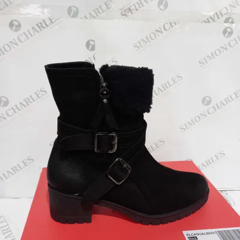 BOXED RUTH LANGSFORD CASUAL BOOTS, BLACK - SIZE 7