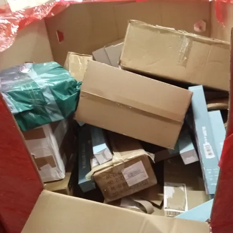 PALLET OF ASSORTED HOUSEHOLD GOODS AND PRODUCTS TO INCLUDE; A LARGE QUANTITY OF MOUSE MATS, STEAM CLEANER, BOXED FURNITURE ETC