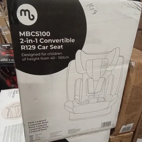 BOXED MYBABIIE MBCS100 2-IN-1 CONVERTIBLE R129 CAR SEAT - PINK LEOPARD 