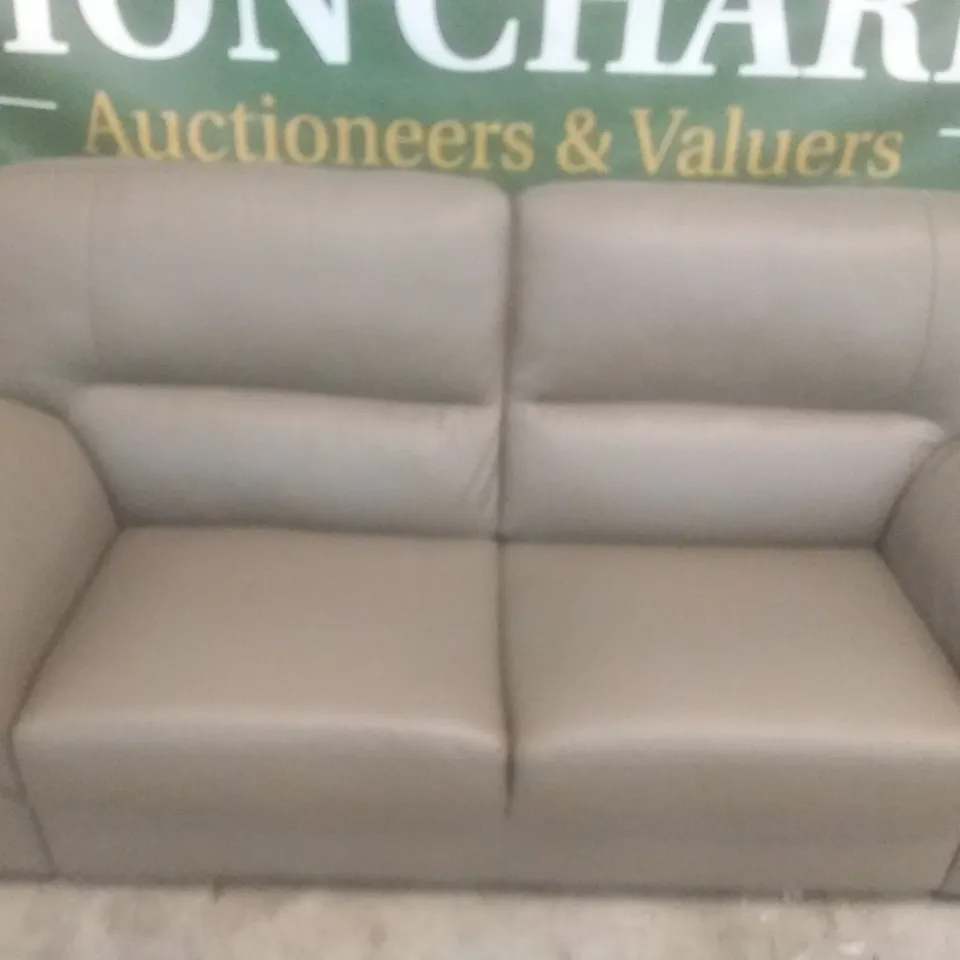 DESIGNER ITALIAN MADE VIRGILIO MUD LEATHER  3 SEATER SOFA