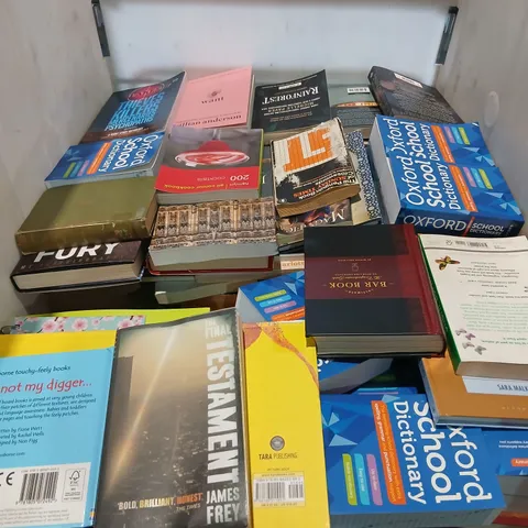 LARGE QUANTITY OF ASSORTED BOOKS TO INCLUDE EDUCATIONAL, COOKBOOKS, FICTION ETC - COLLECTION ONLY