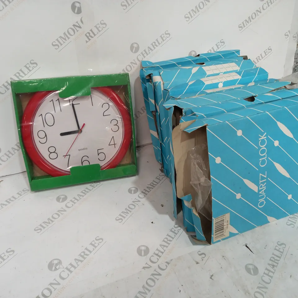 BOX OF APPROX 10 ASSORTED QUARTZ CLOCKS