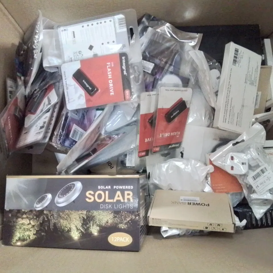 BOX CONTAINING LARGE AMOUNT OF MIXED BOXED ELECTRONIC ITEMS PHONE ACCESSORIES ETC.