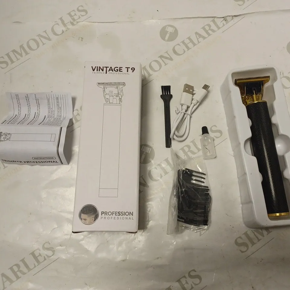 BOXED VINTAGE T9 PROFESSIONAL TRIMMER WITH ACCESSORIES, USB CABLE AND INSTRUCTIONS