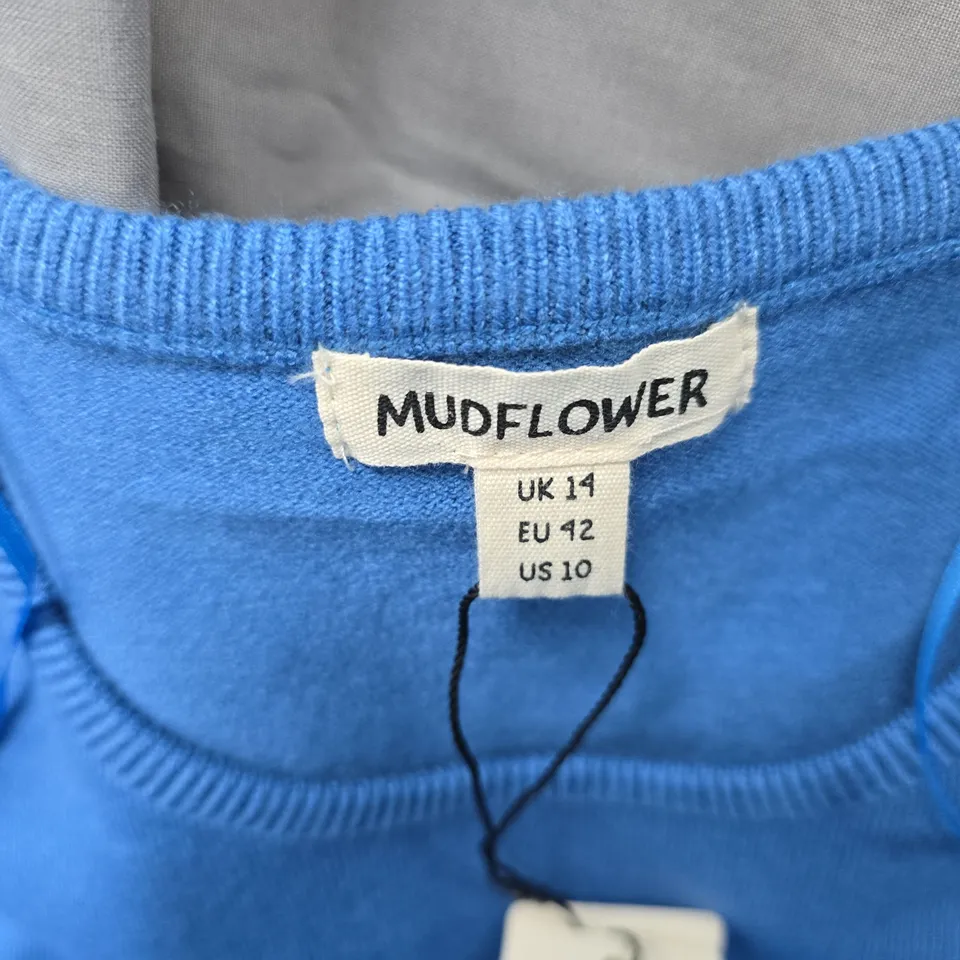MUDFLOWER BLUE JUMPER, UK 14 (EU 42, US 10)